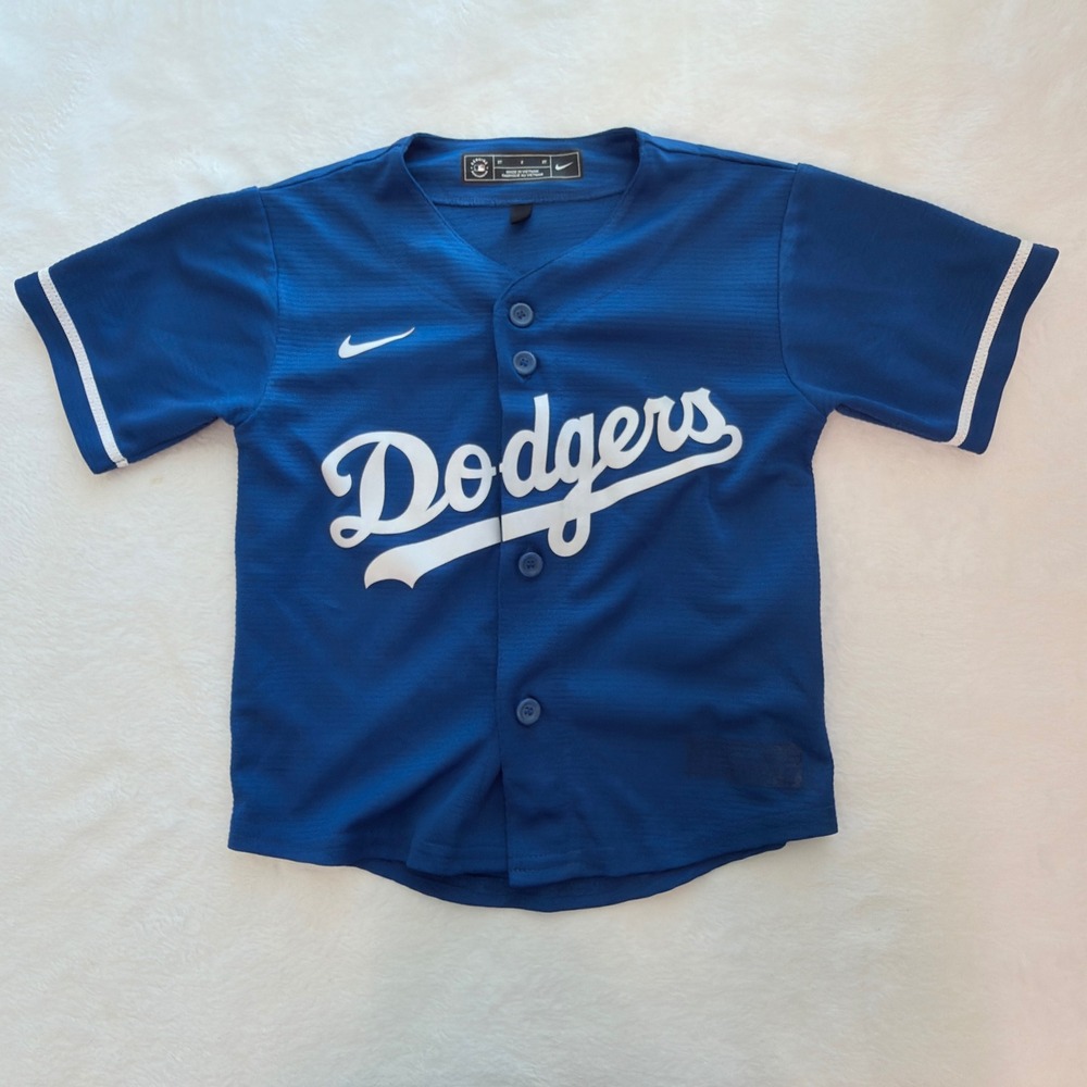 Nike Baseball Jersey Kids 2T Blue Excellent Los Angeles Dodgers MLB ZWDB